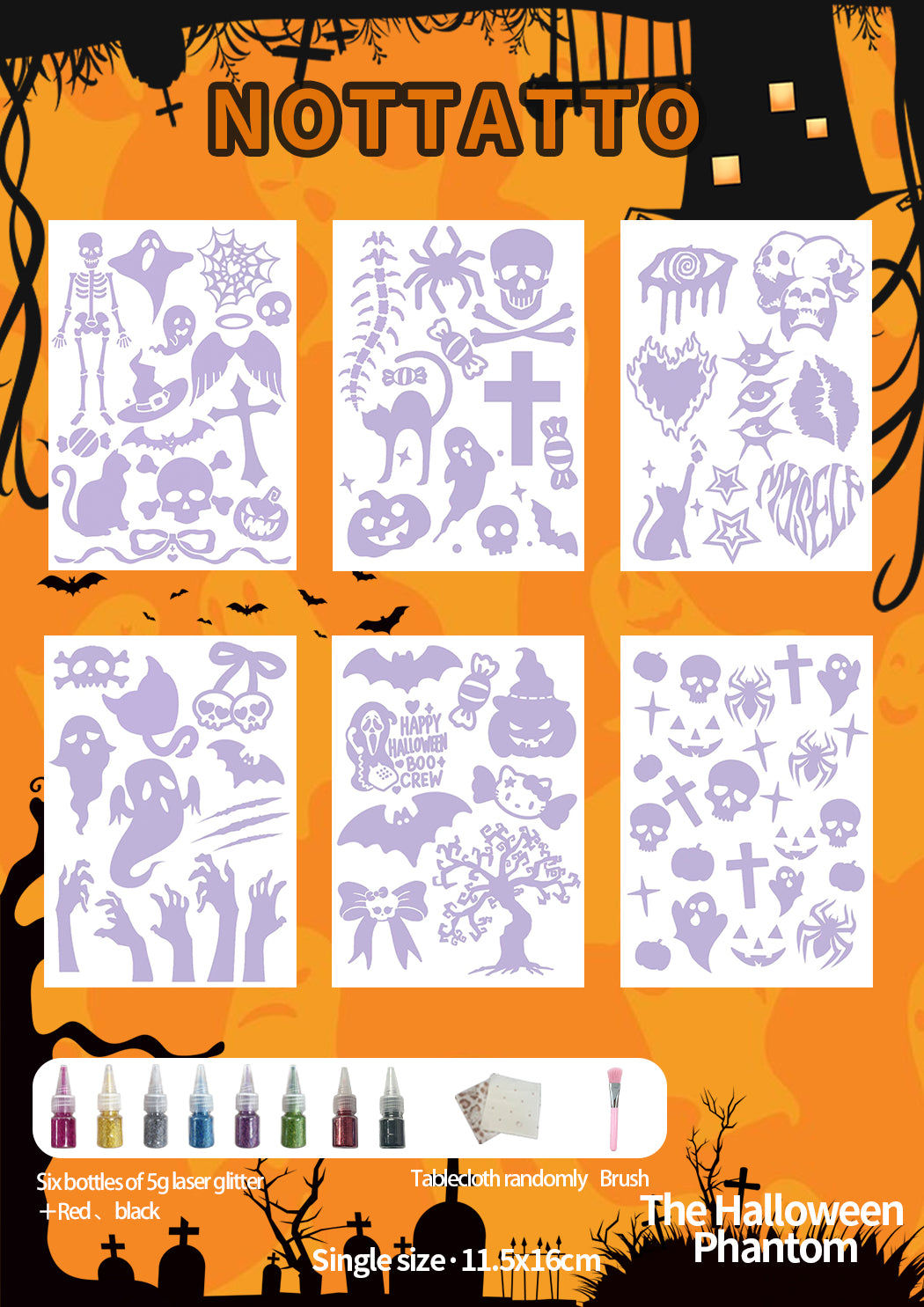 DIY Halloween Phantom Glitter Body Art Kit