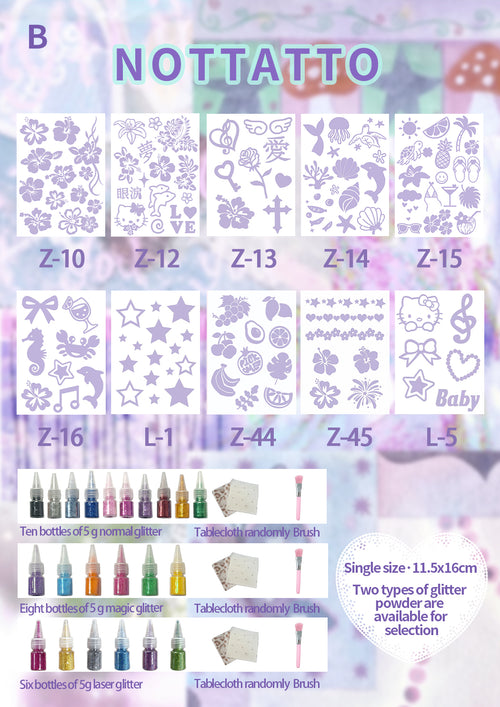 10 Sheets Set DIY Glitter Tattoos-series