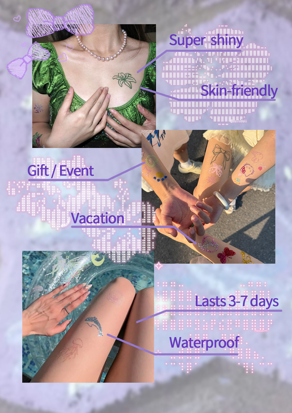 BTS ARMY Concert Glitter Tattoo Stickers Set, Shiny Waterproof Temporary Fake Tattoos, Kpop Fan Gift Pack