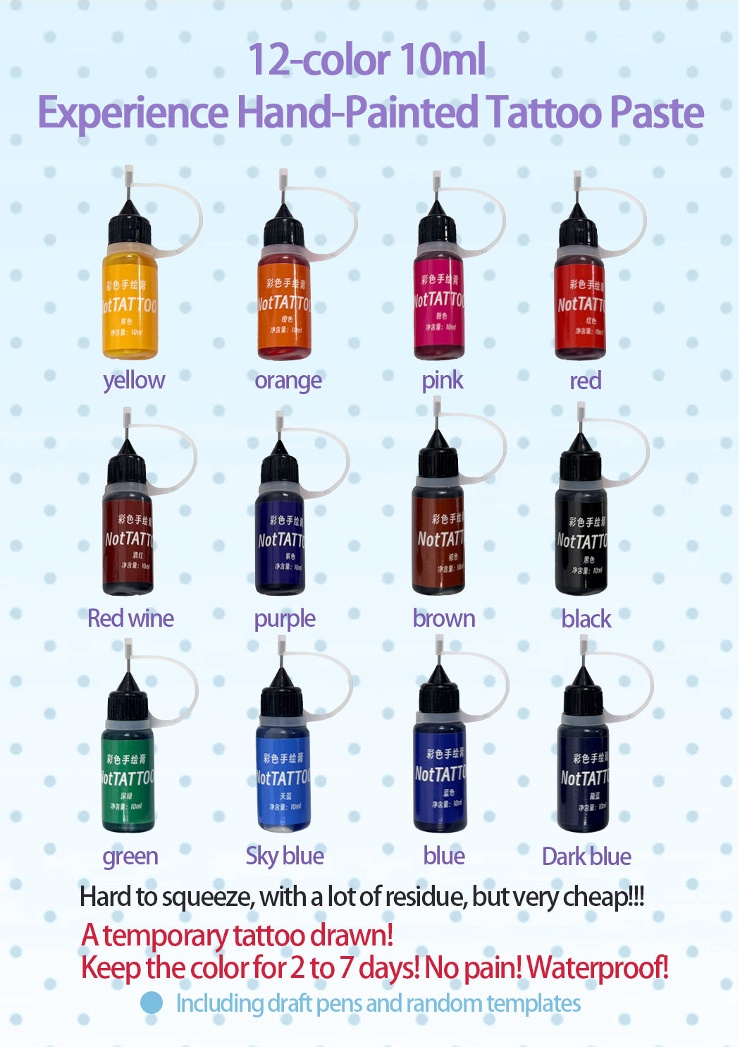12-COLOR 10ML HENNA