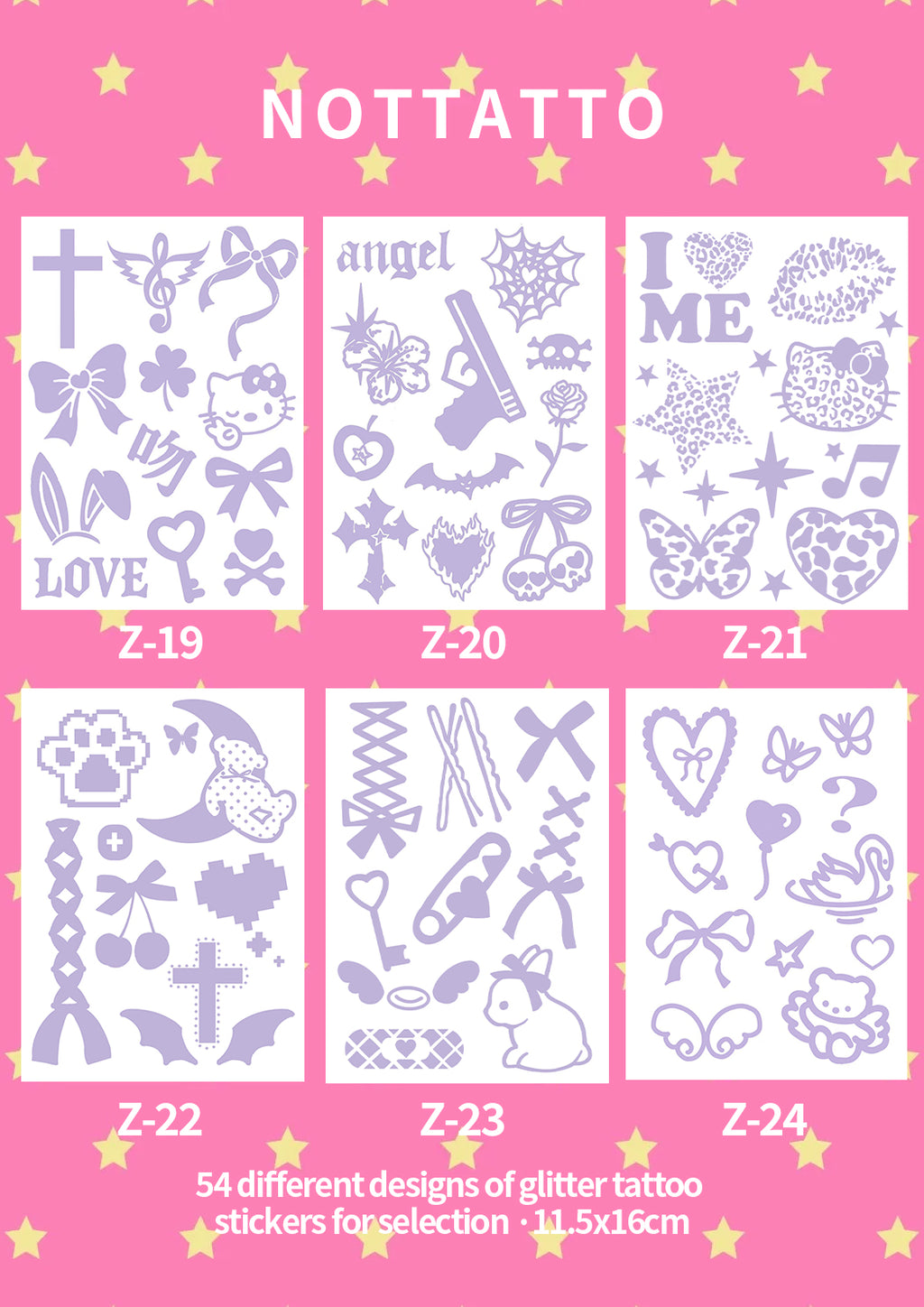 54 Glitter Tattoo Stickers DIY Glitter for Island Vacation Old Fashioned Y2K Stickers