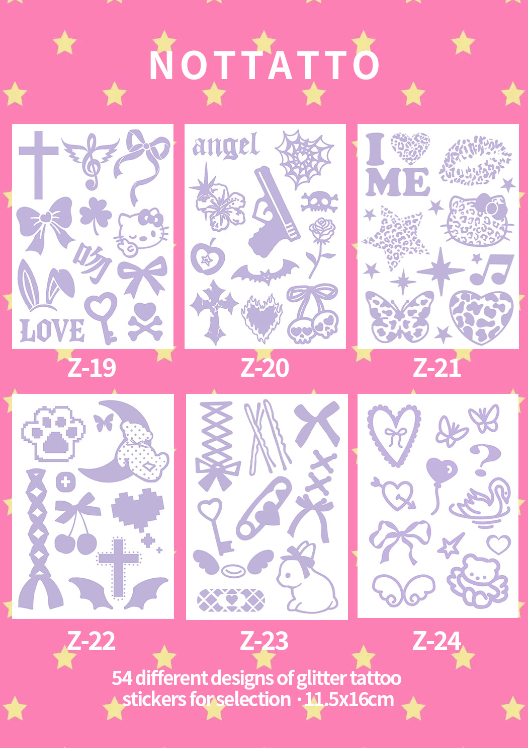 54 Glitter Tattoo Stickers DIY Glitter for Island Vacation Old Fashioned Y2K Stickers